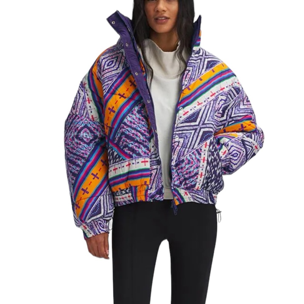 Free People Puffer Jacket FP Movement Power House Coat Size Large Geometric NEW